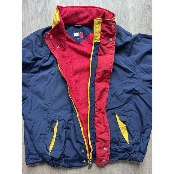 Vintage Tommy Hilfiger Jacket Rare Streetwear Hype XLarge Blue Yellow Red Patch - Picture 9 of 16